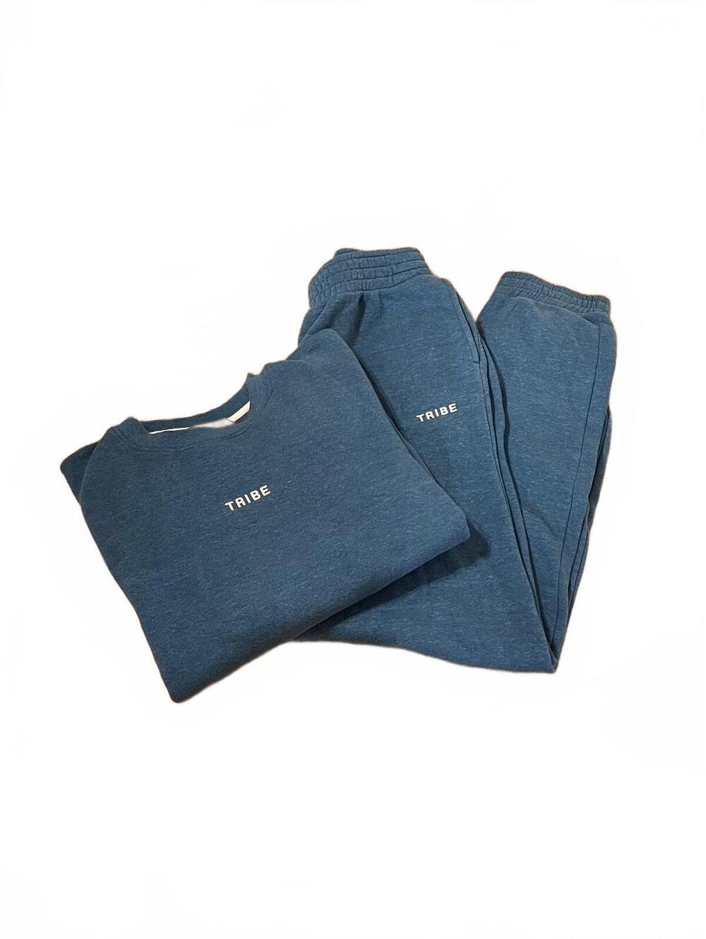 Tribe Kelley Butter Crewneck Sweatshirt and Joggers Set Vault Jewel Color Size M